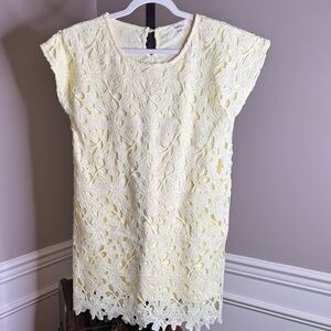 OZOC Lace Overlay Dress in Pale Yellow Size 38